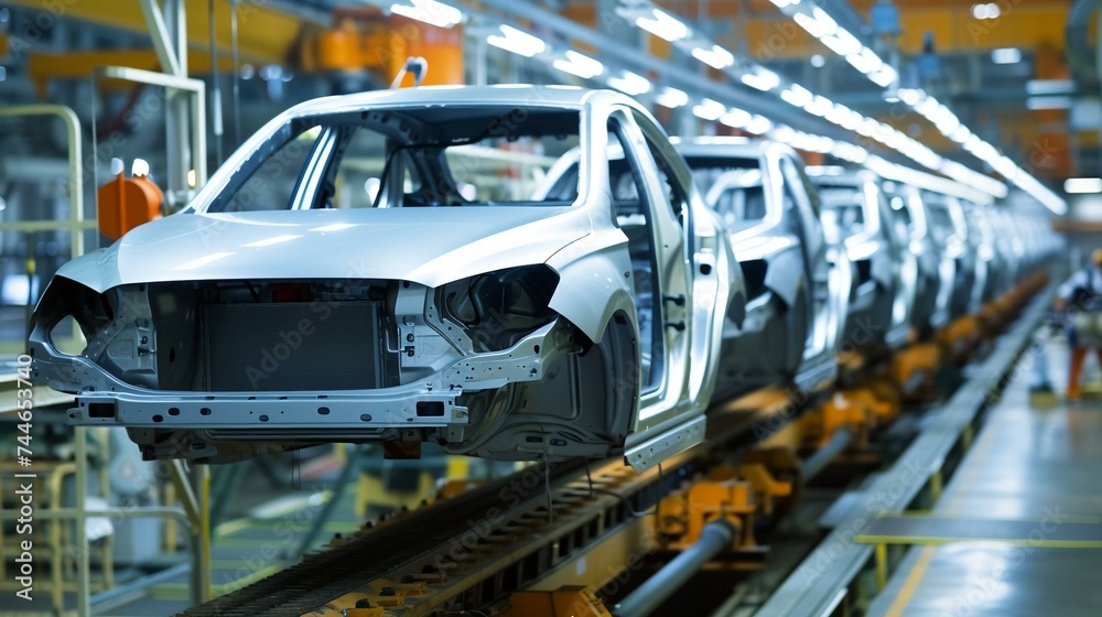 Automotive Assembly Line Producing Unfinished Cars Automotive Assembly Line Producing Unfinished Cars