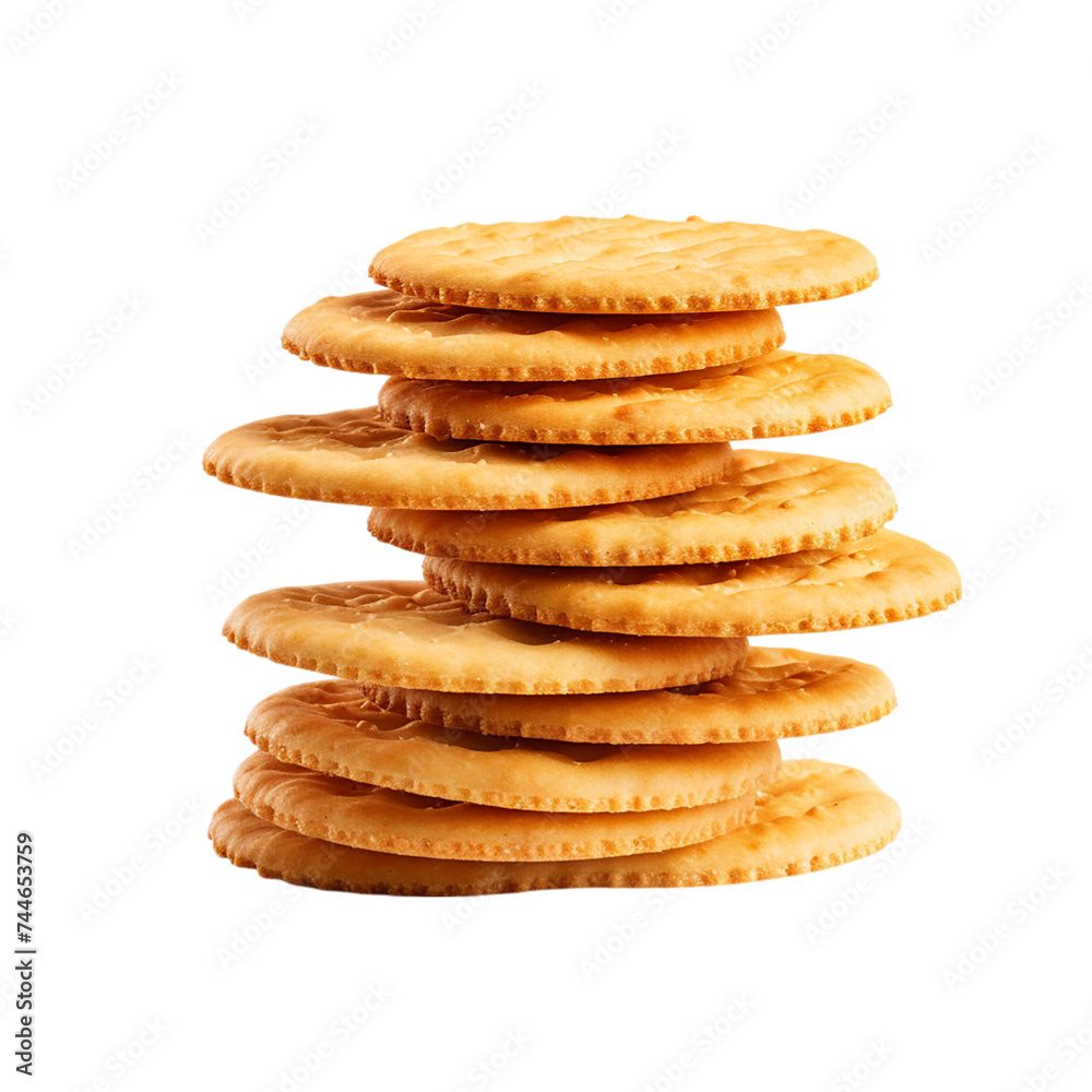 Stack of Crackers Isolated on Transparent Background. Stack of Crackers Isolated on Transparent Background.