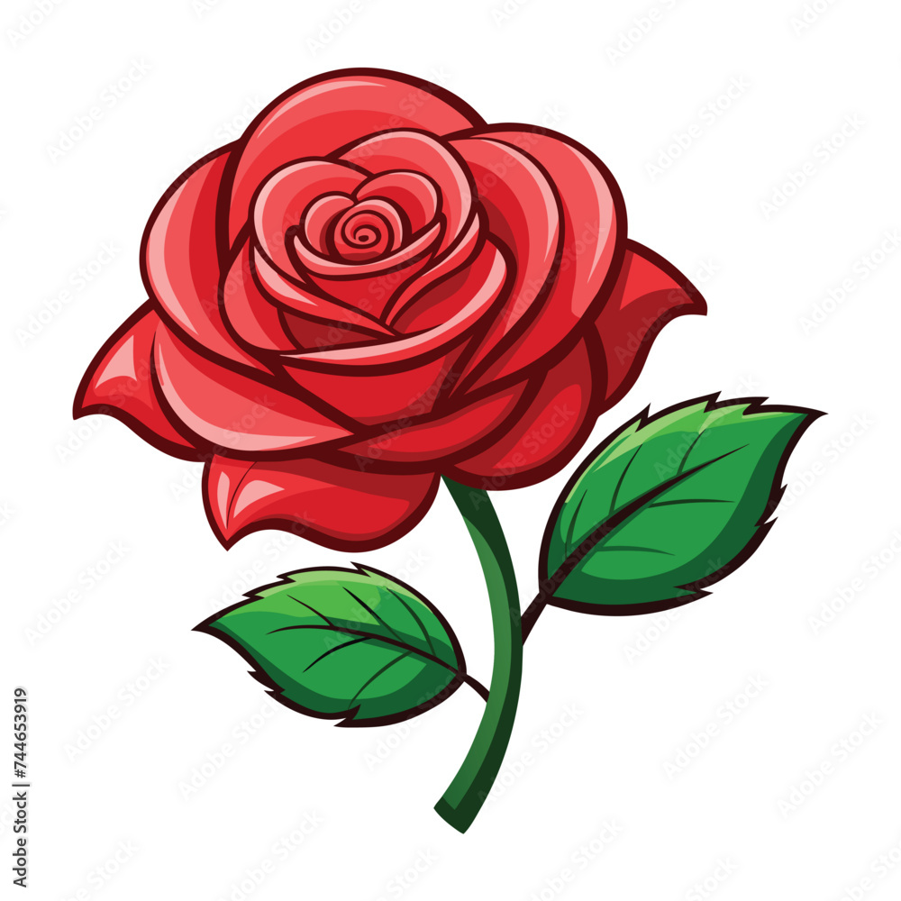 Vector of illustration rose on white