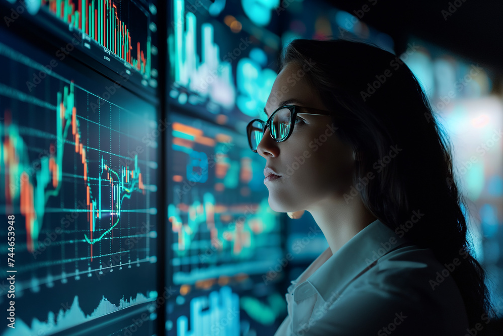 Financial Expert Analyzing Stock Market Trends. Financial Expert Analyzing Stock Market Trends.
