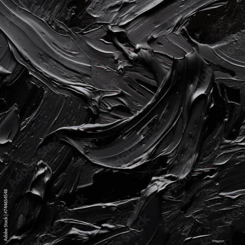 Abstract black oil paint brushstrokes texture pattern contemporary painting wallpaper background