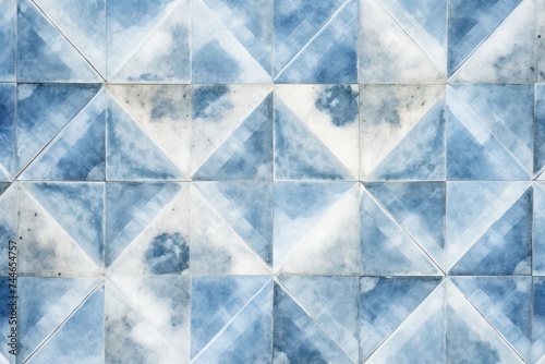 Abstract blue colored traditional motif tiles wallpaper floor texture background banner