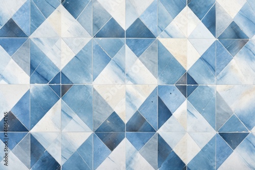Abstract blue colored traditional motif tiles wallpaper floor texture background banner