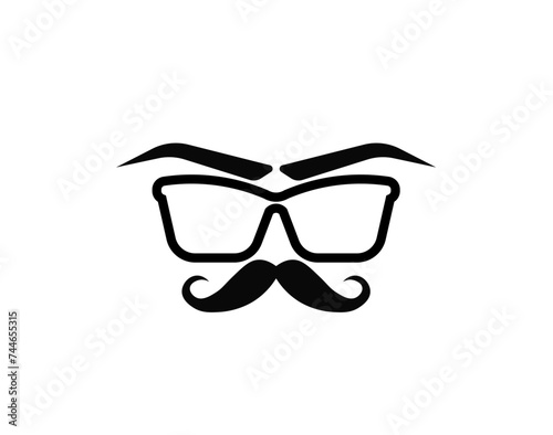 Vector illustration of glasses with mustache and eyebrows on a white background