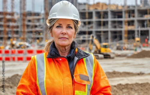 Mature woman in a safety helmet and work clothes © Unnamed  Bird