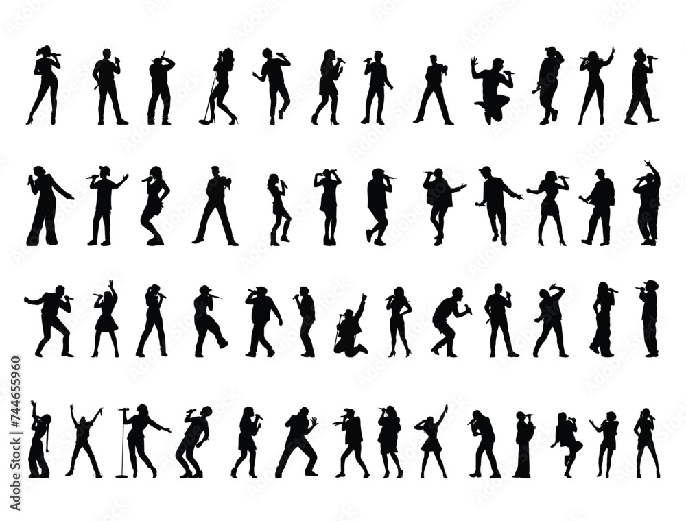 Singers silhouette vector art white background Singers silhouette vector art white background