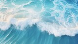 Breathtaking bird s eye perspective of high resolution sea waves crashing onto the sandy beach shore