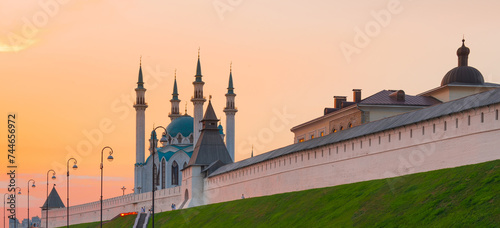 The Kul Sharif Mosque in sunset time. Kazan Kremlin. Republic of Tatarstan. Kazan. Russia