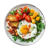 Healthy breakfast on a plate isolated on transparent background generated by ai
