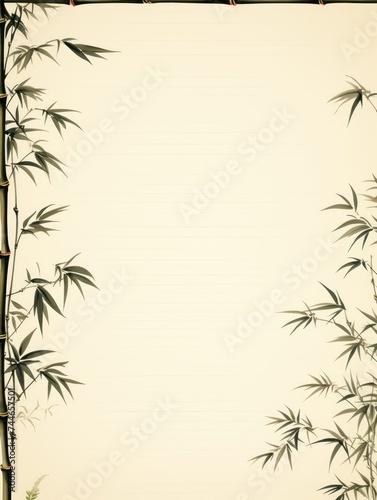 Bamboo Leaf Border for Rectangular Diploma or Certificate