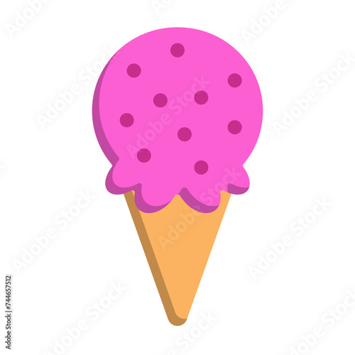 Strawberry cone ice cream icon