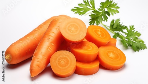 Fresh Carrots Sliced Isolated on White Background
