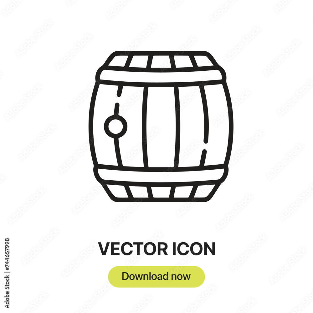 Barrel icon vector. Linear-style sign for mobile concept and web design. Barrel symbol illustration. Pixel vector graphics - Vector.