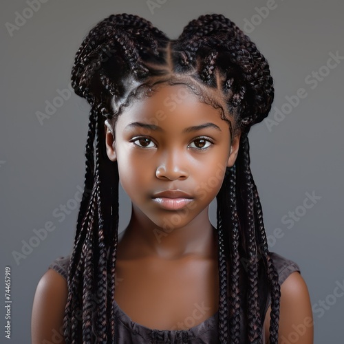 Stunning Black Girl with Beautiful Braids Children's Book Style