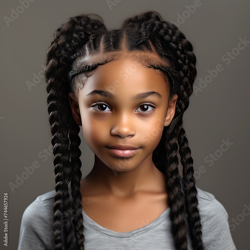 Stunning Black Girl with Beautiful Braids Children's Book Style