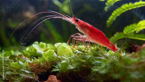 Cherry shrimp in freshwater aquarium photo