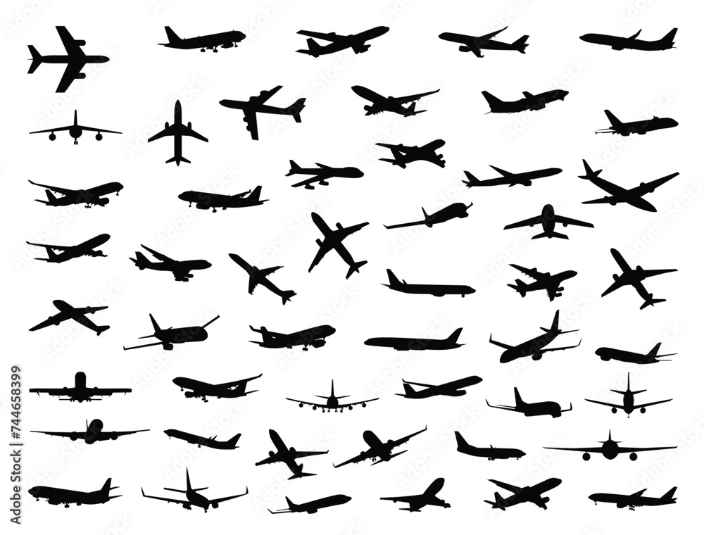 Airplane silhouette vector art white background Airplane silhouette vector art white background