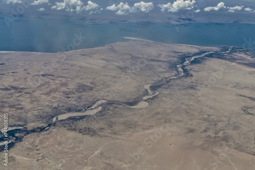 Aerial view of landscape around Lake Turkana, Kenya © Schneestarre