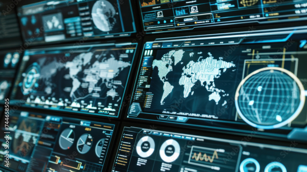 Obraz premium Advanced Command Center Control Screens