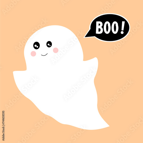 Cute Ghost with Bubble Text