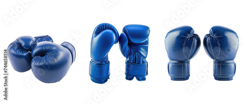 Blue boxing gloves isolated on transparent background © LivroomStudio