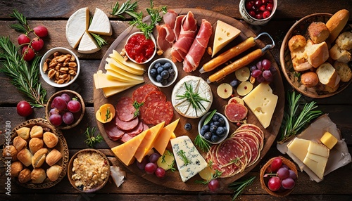 a chair full of food, salami, cheese, vegetables