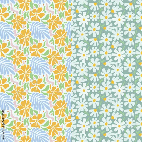 Groovy flowers pattern, boho vintage, floral