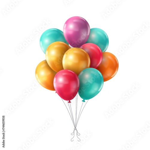 Colorful Balloon Bouquet on White Background Vibrant Party Decor