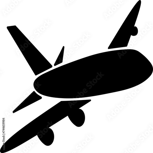 Airplane airbus silhouette icon isolated on transparent, vector illustration