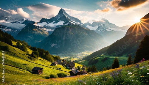 panorama of the mountains in the morning