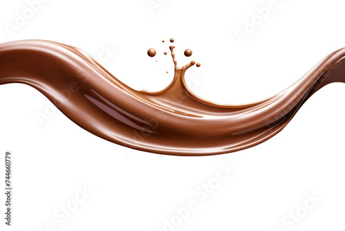 Dark brown Chocolate, coffee or cocoa liquid swirl splash with little choc bubbles isolated on clear png background, liquid fluid element flowing in form of wave.