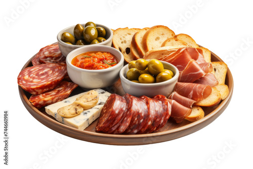 Flavorful Spanish Appetizer Assortment Isolated on Transparent Background, PNG format