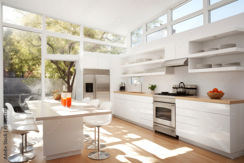 Fototapeta premium radiant, modern kitchen with natural light flooding in.