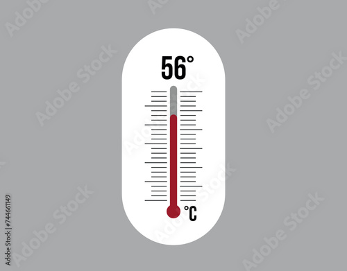 56° degrees Celsius. Thermometer vector to measure climate temperature, weather forecast and heat concept