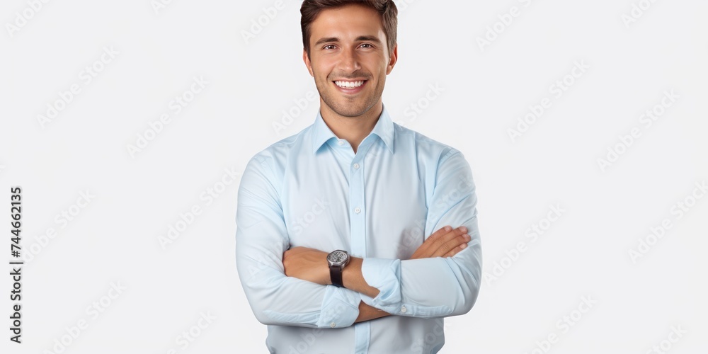 Cheerful Businessman with Folded Arms Studio Shot Cheerful Businessman with Folded Arms Studio Shot