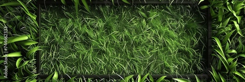 Grass Background with Frame and Elements in the Style of Grass Carvings - Naturalistic Softbox Lighting Canvas - Grass Lightbox Background created with Generative AI Technology