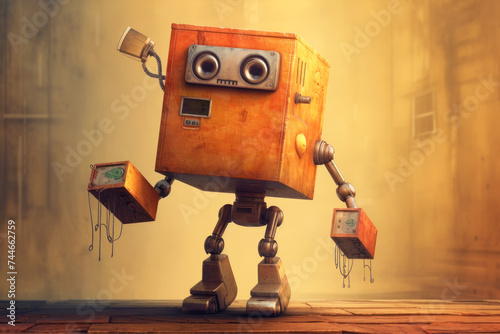 Discover the charm of retro-futurism with this whimsical image of a vintage robot. Its quirky design evokes nostalgia and the creativity of technology converged with a rustic vibe