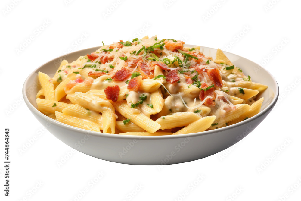 Creamy Italian Pasta Pleasure Isolated on Transparent Background, PNG format