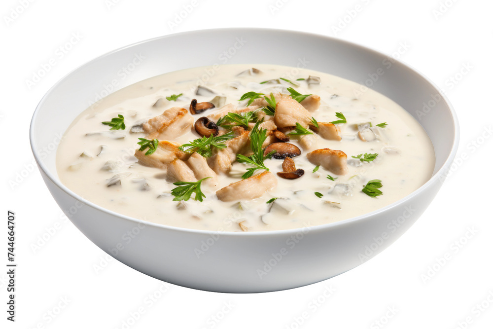 Creamy Clam Chowder Delight Isolated on Transparent Background, PNG format