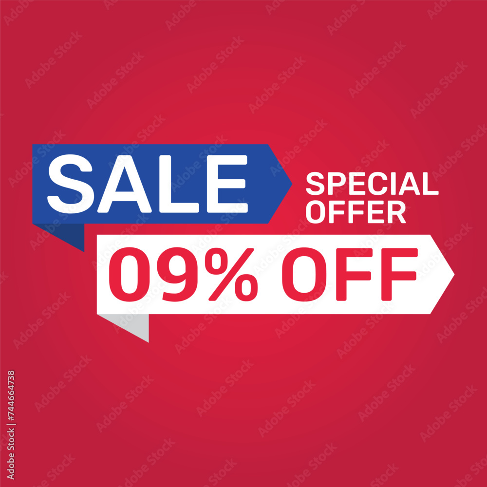 Special offer 9 Percent sale. Banner template design Vector illustration.