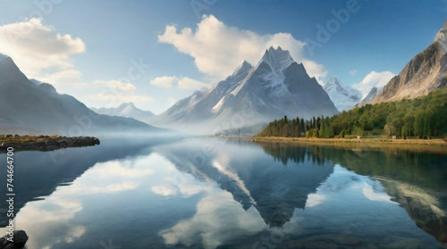 mountain shadow in the water view