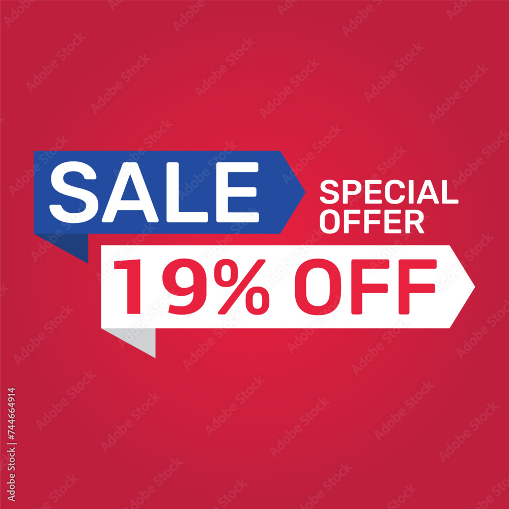 Special offer 19 Percent sale. Banner template design Vector illustration.