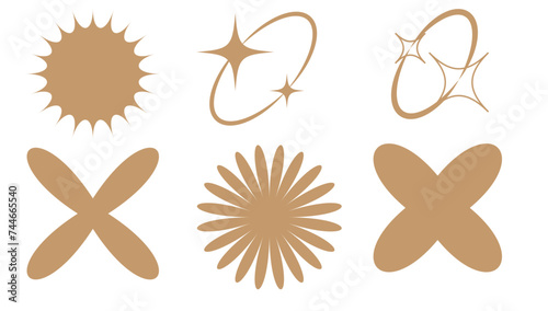 Brutalism shapes. Brutalism star and flower shapes. For modern T-shirts designed. Stars, starburst . Vector illustration