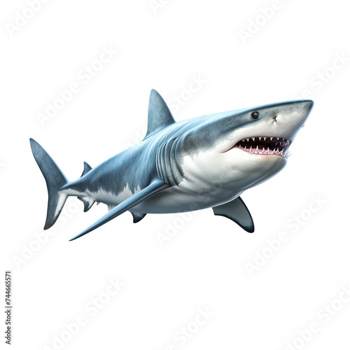 Shark in motion isolated on transparent or white background