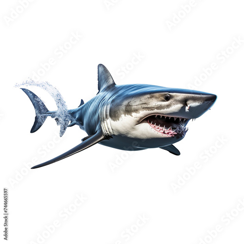 Shark in motion isolated on transparent or white background