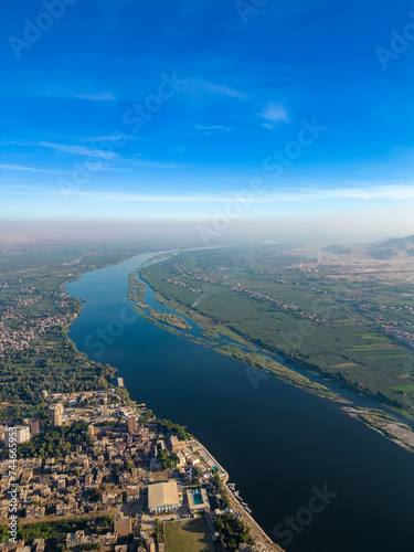 aerial view of the river and city in Upper Egypt  © george