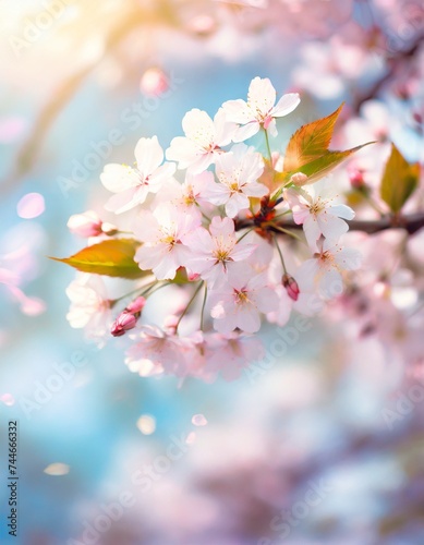 満開の桜 華麗に舞い散る桜の花びら