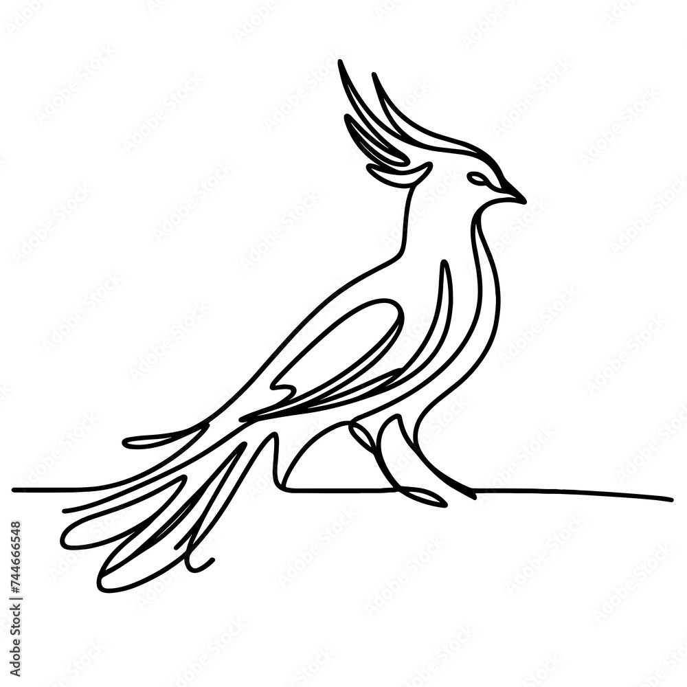 Obraz premium A phoenix bird, in line drawing style