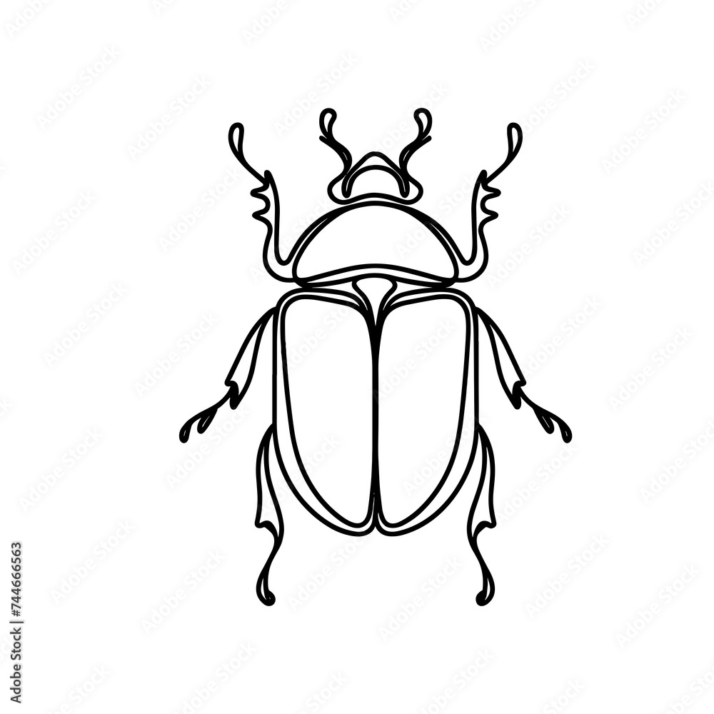 A beetle, in a line-drawing style A beetle, in a line-drawing style