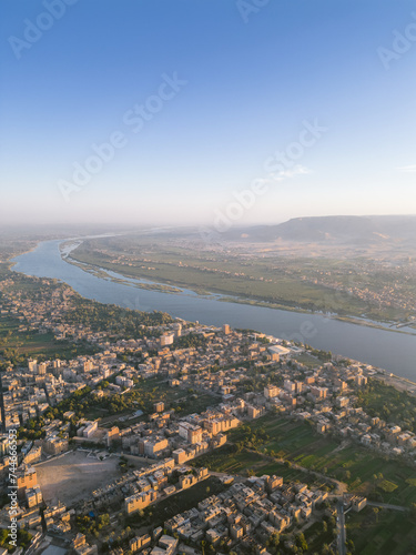 aerial view of the river and city in Upper Egypt  © george